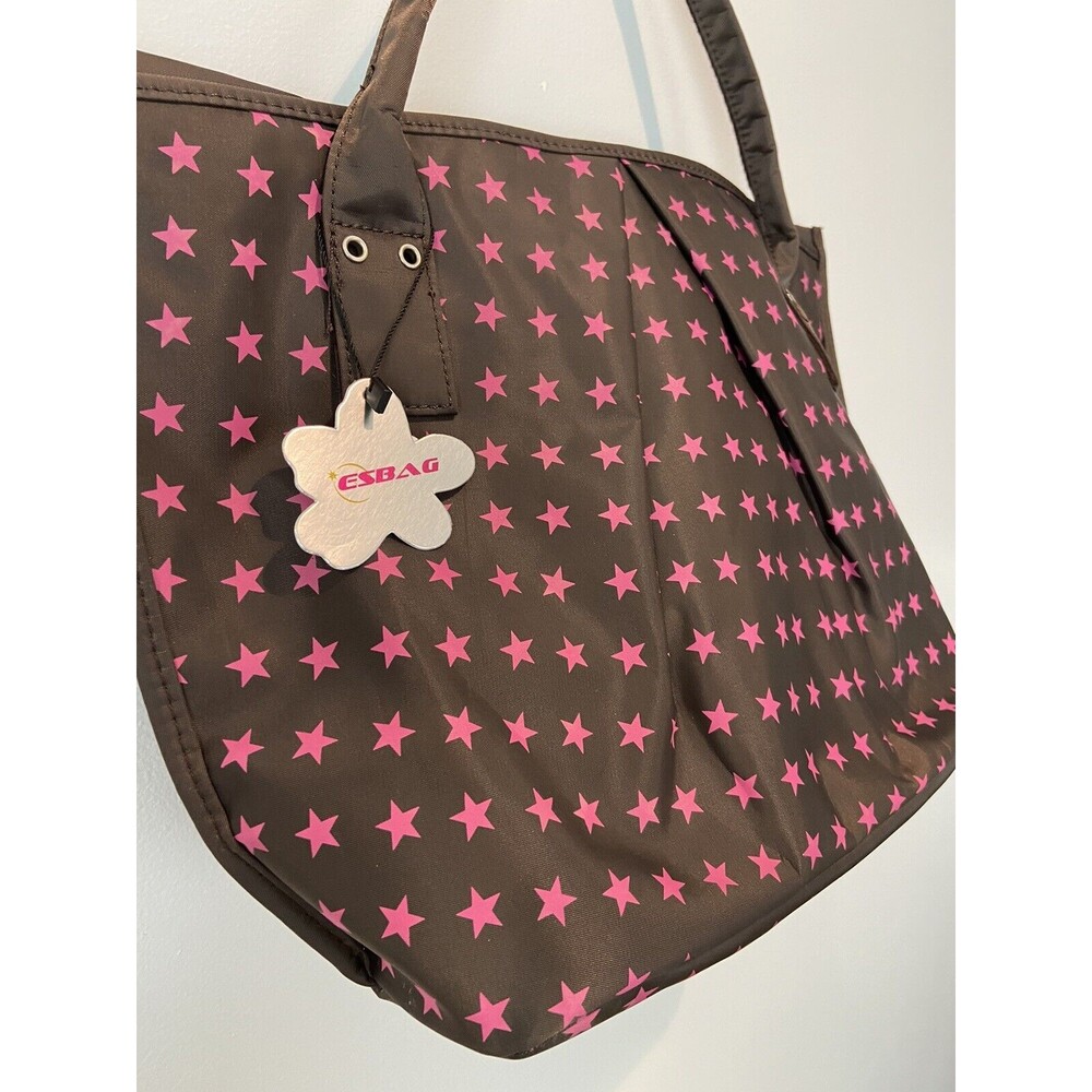 Esbag Collection Vinyl Brown With Pink Stars. 17’’w - 11’’ Long - Picture 2 of 7